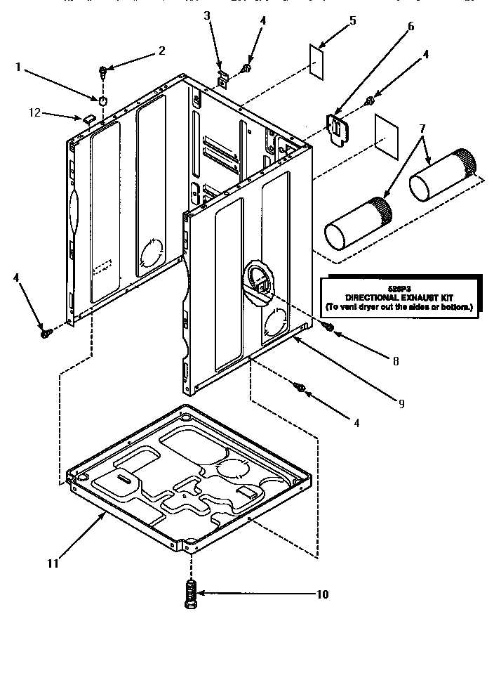 Cabinet, exhaust duct & base