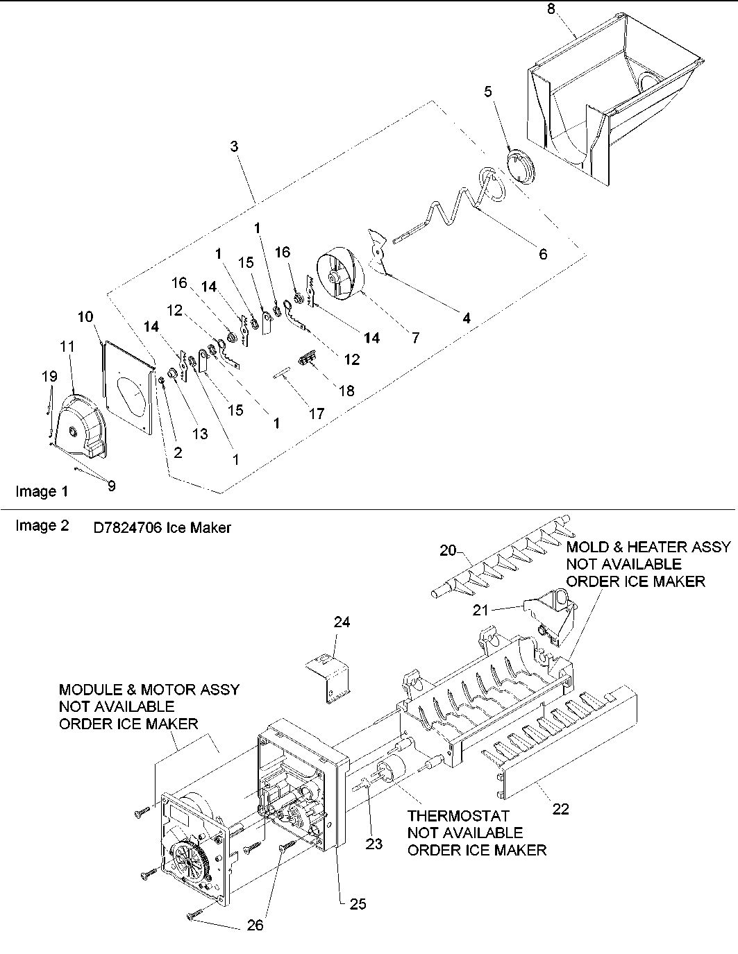 Ice bucket/auger assy
