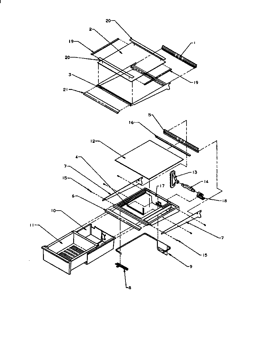 REF SHELVING AND DRAWERS