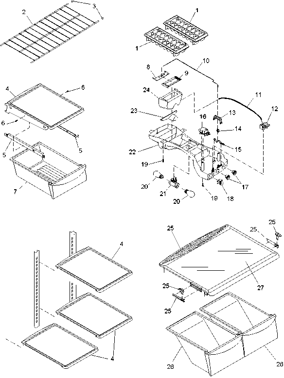 Refrig. shelving & light
