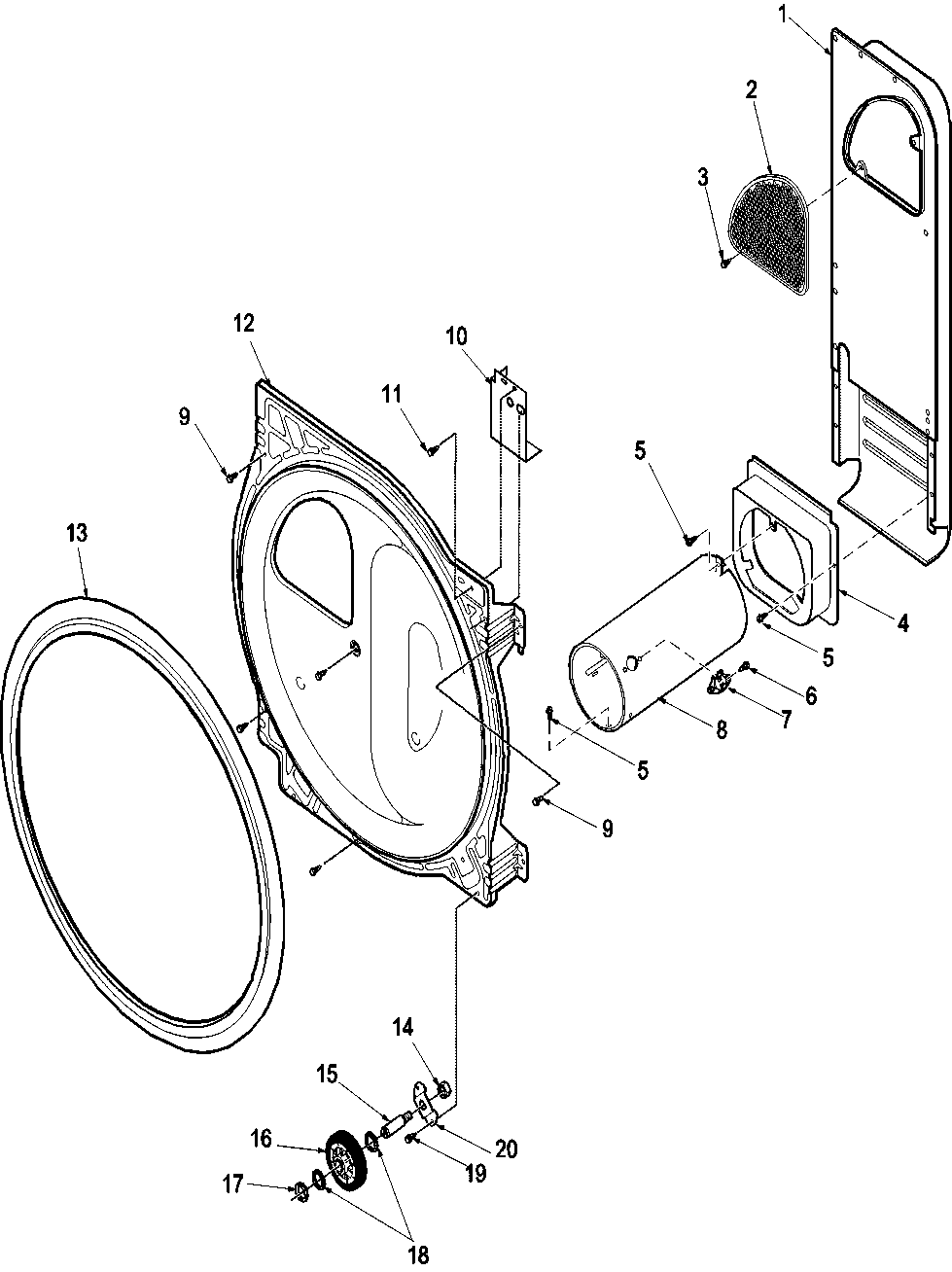 R bulkhead, seal, rollers, and air duct