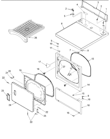 Door and front, access, and top panels