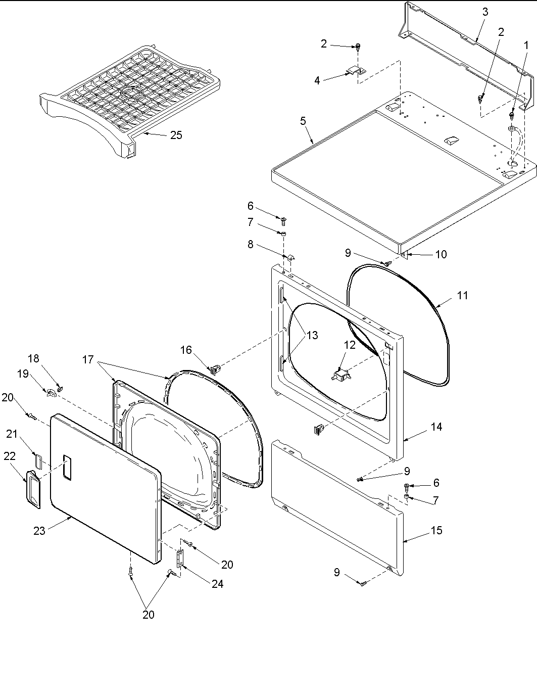 DOOR AND FRONT, ACCESS, AND TOP PANEL