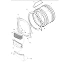 Amana DLG330RCW-PDLG330RCW front bulkhead, air duct & drum diagram