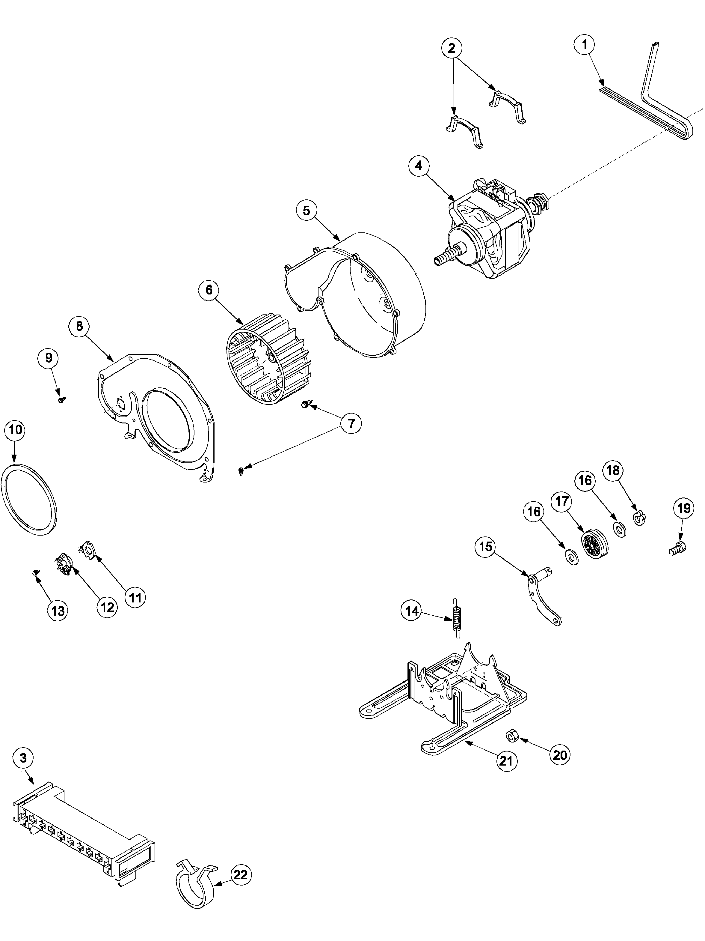 Motor and fan assembly