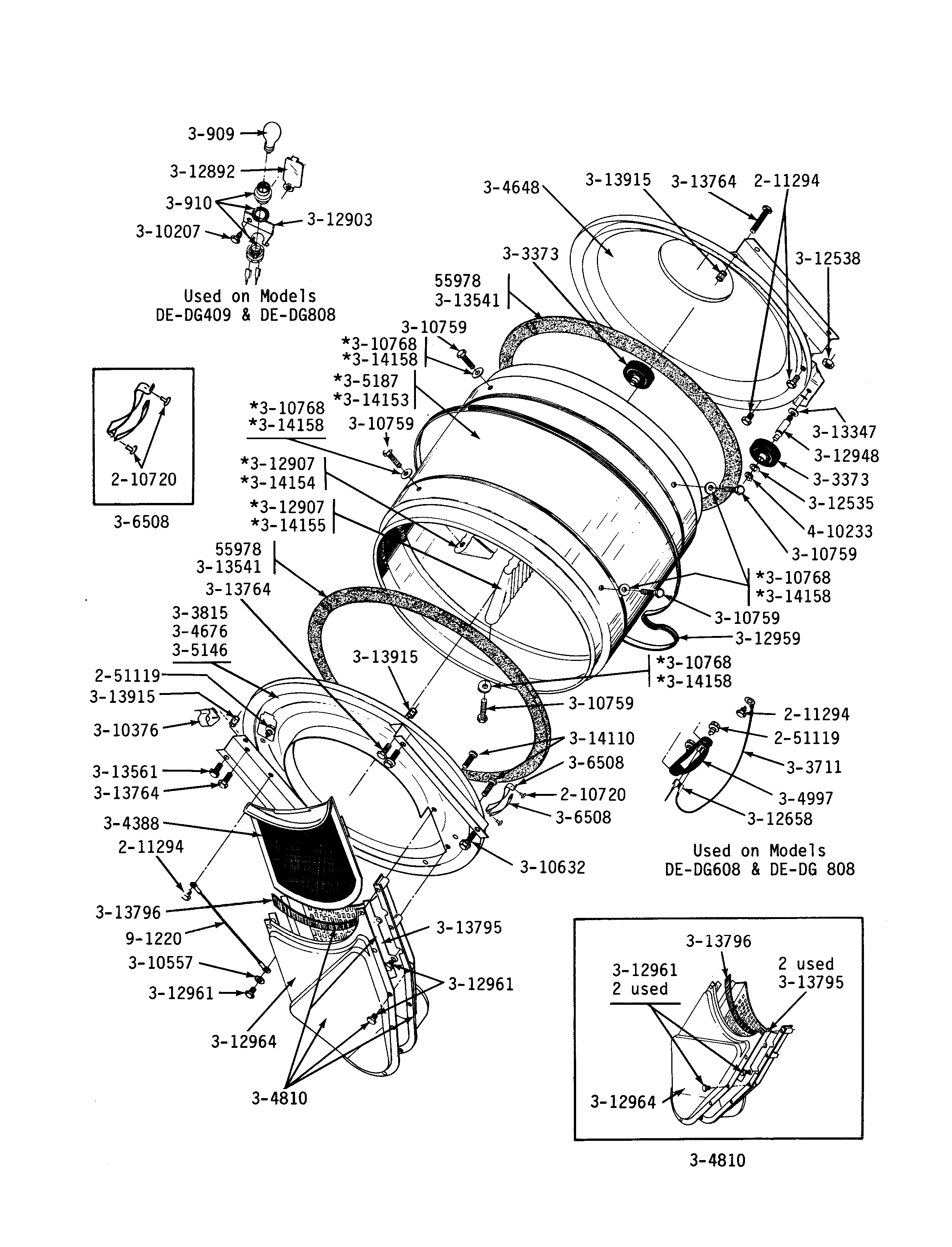 Lint screen, tumbler (front & back)
