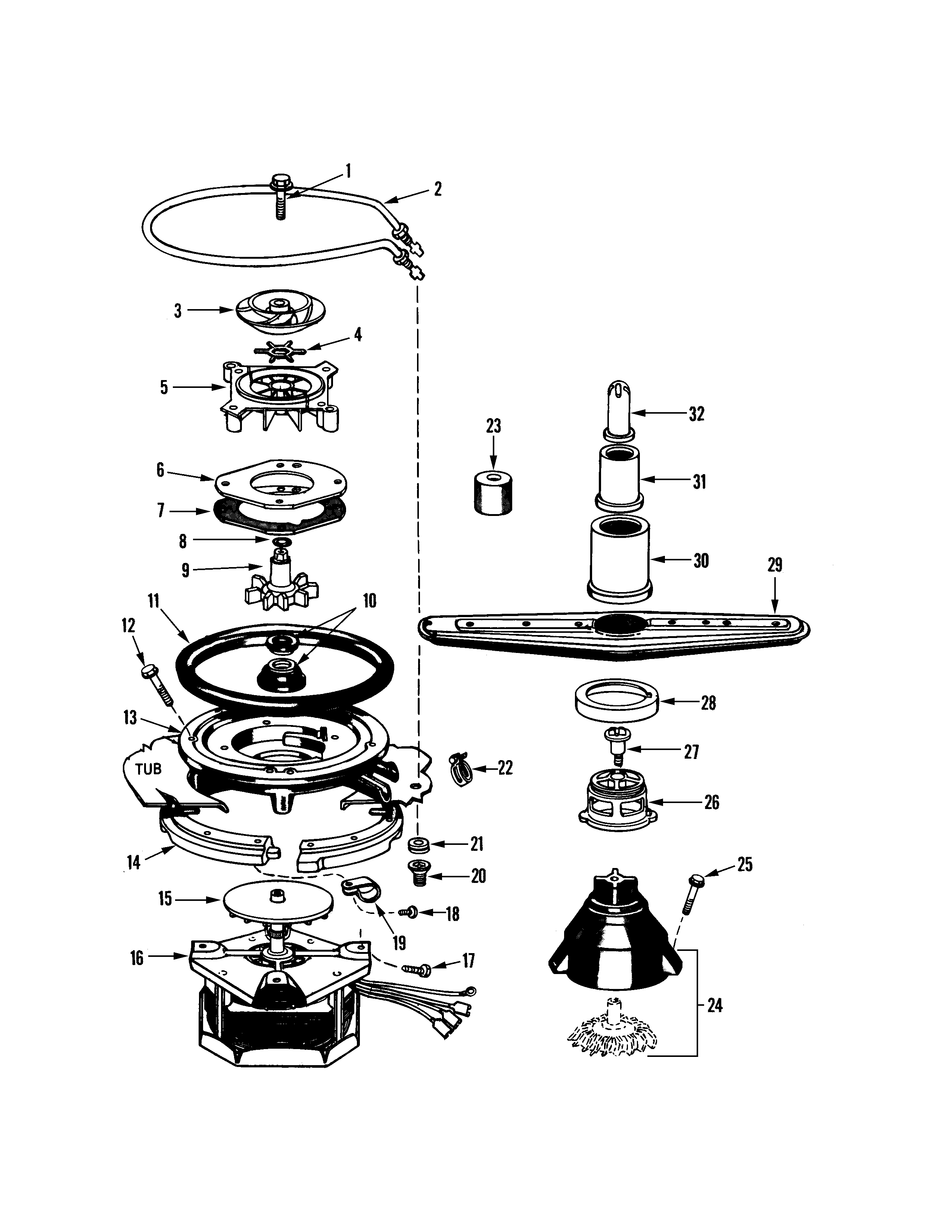 MOTOR, HEATER, & SPRAY ARM (DU18J4B)