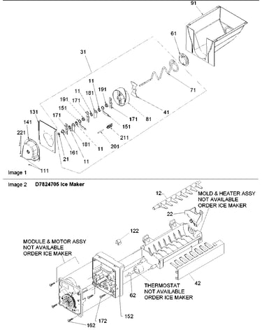 Ice bucket/auger assy
