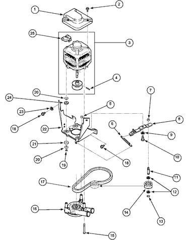 Motor, belt and pump and idler assy