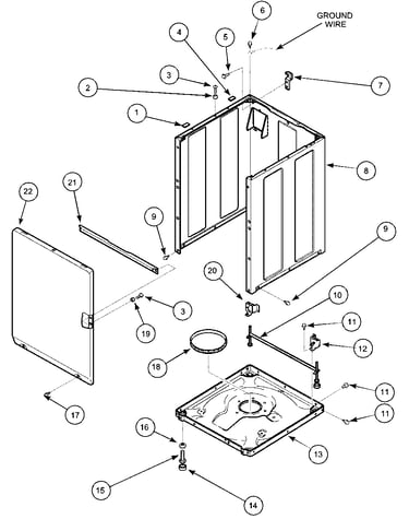Front panel, base and cabinet assembly