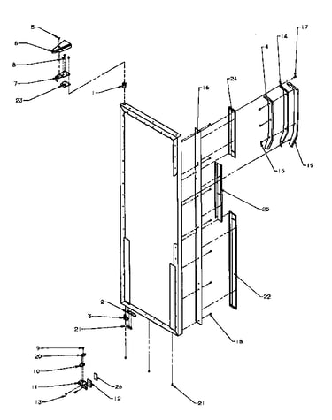 Ref door hinge and trim parts