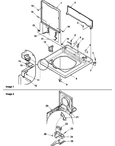 Cabinet top, door, and door switch
