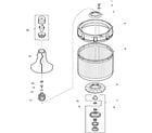 Amana LWA90AW-PLWA90AW agitator, drive bell, washtub and hub diagram
