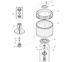 Amana LWA65AW-PLWA65AW agitator, drive bell, washtub and hub diagram