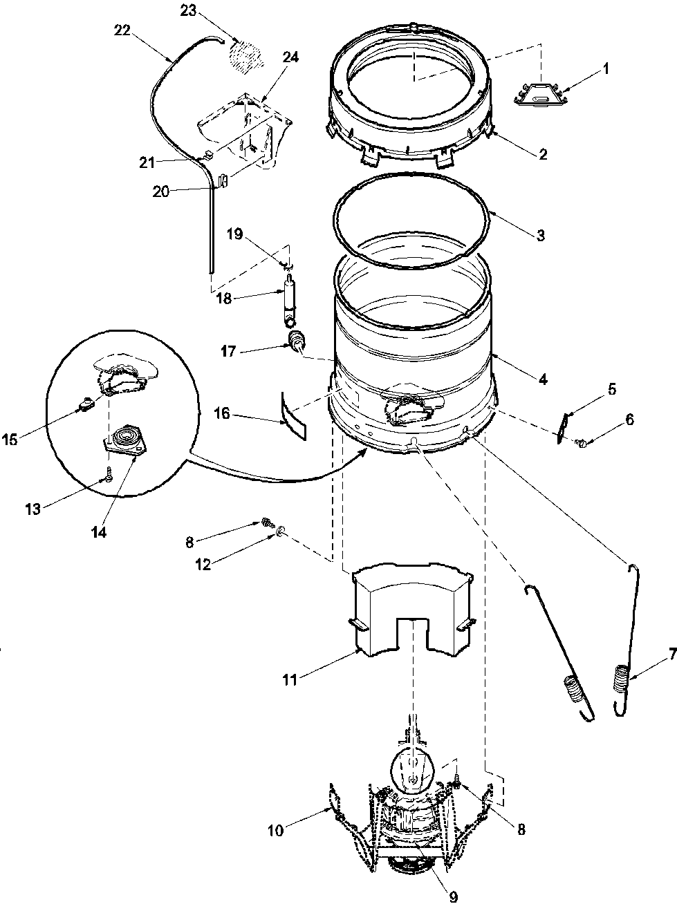 Outer tub, cover, pressure tube