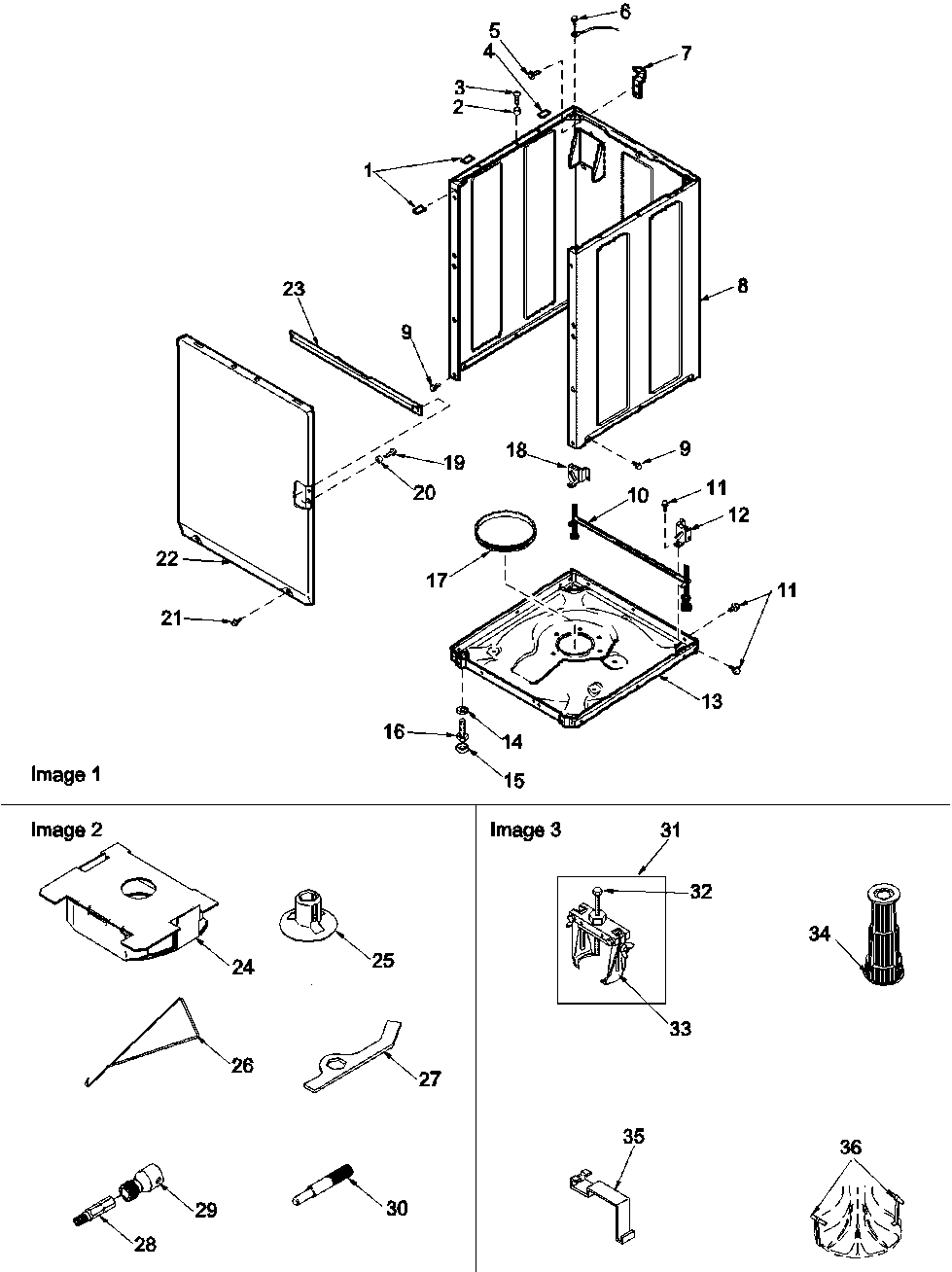 Front panel, base & cabinet & tools