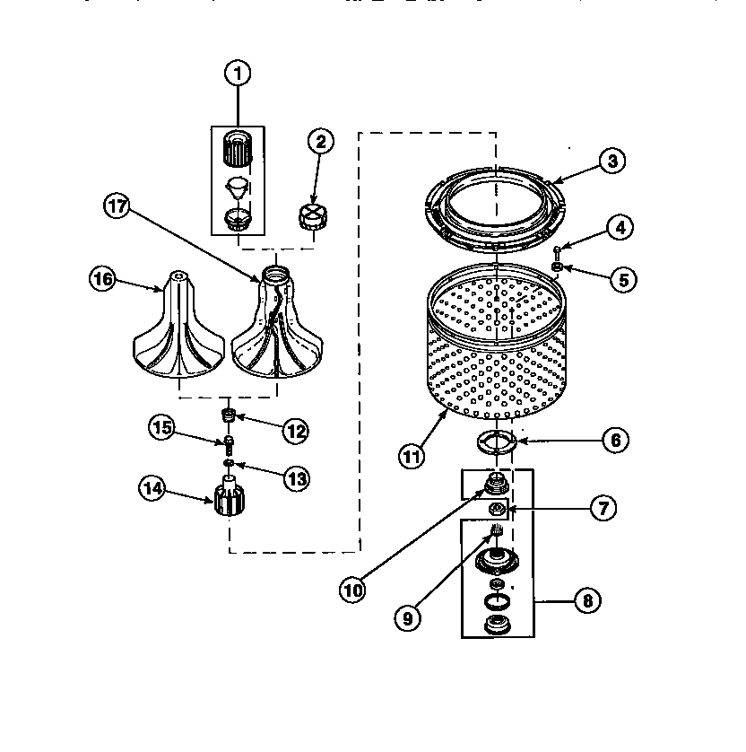Agitator/drive bell/seal kit/tub & hub