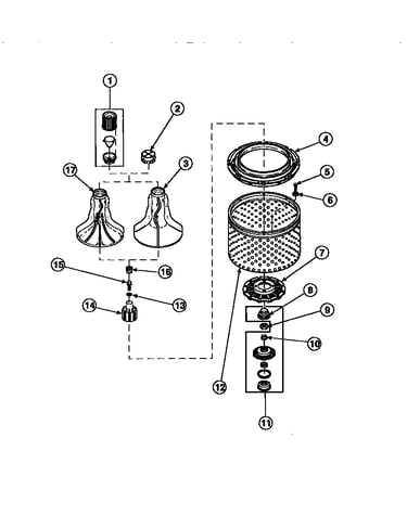 Agitator/drive bell/seal kit/tub & hub