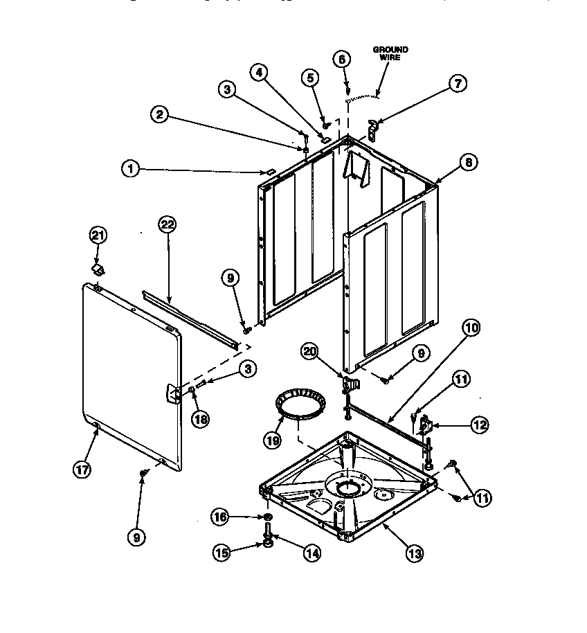 Front panel, base assy and cabinet assy