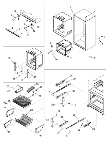 Interior cabinet & freezer shelving