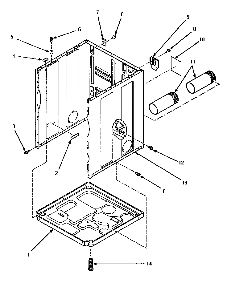 Cabinet, exhaust duct & base