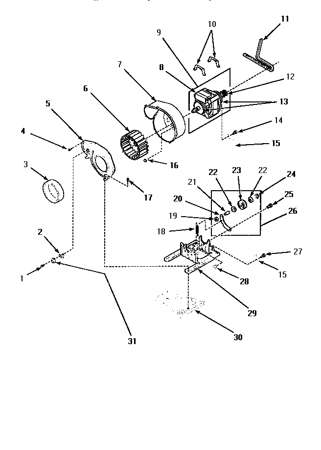 Motor, exhaust fan & belt