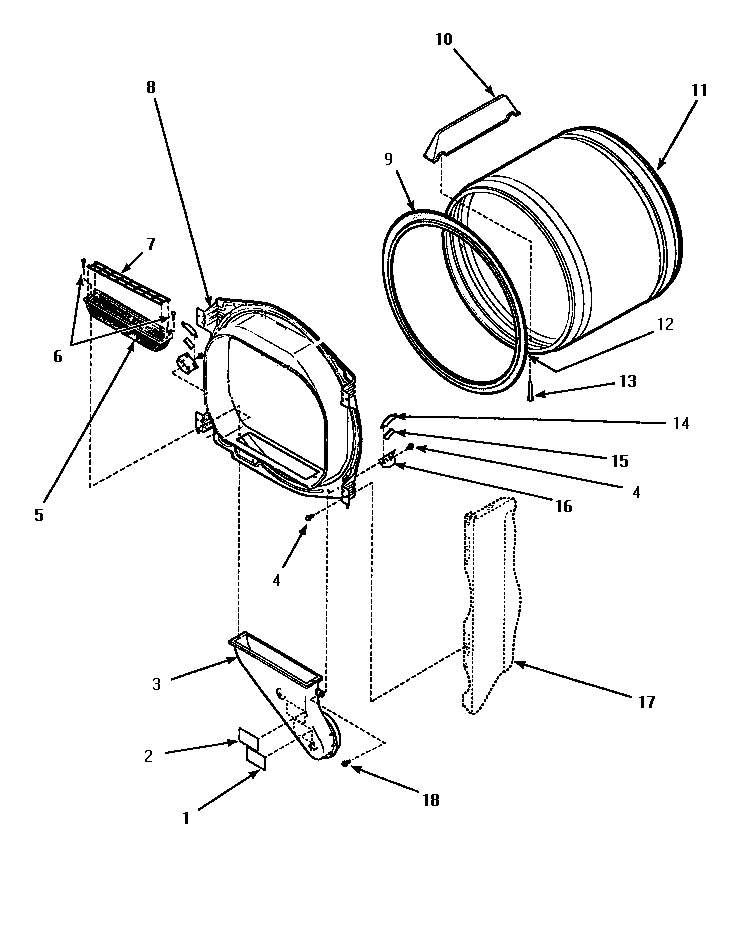 Fr blkhd, air duct, felt seal & cylinder