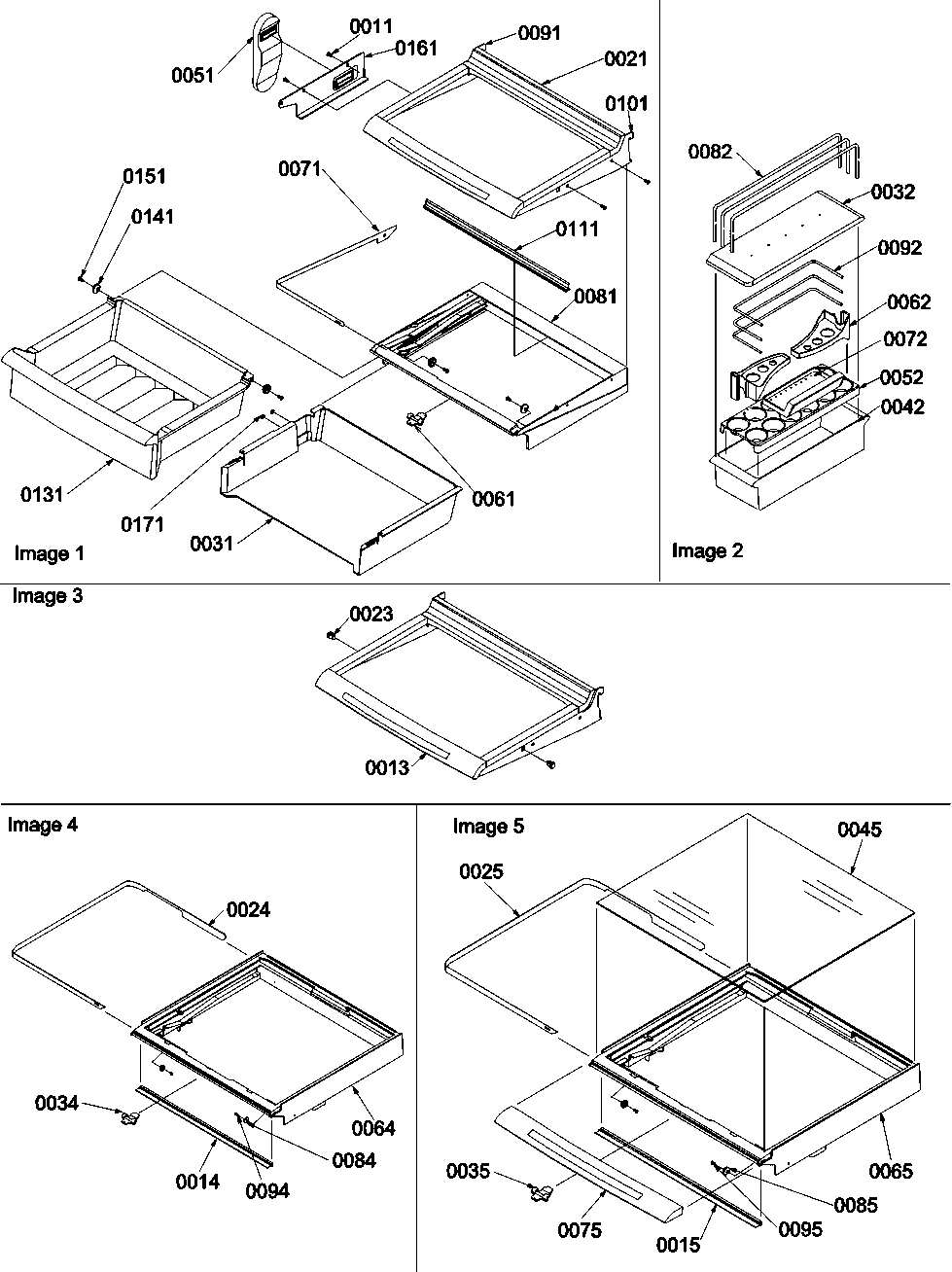 Deli, shelves, crisper assy.