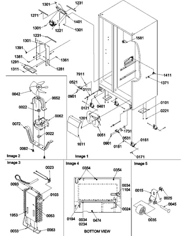 Hinges, drain, rollers & evap assy.