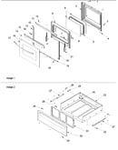 Oven door and storage drawer
