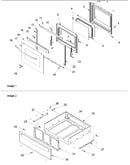Oven door and storage drawer