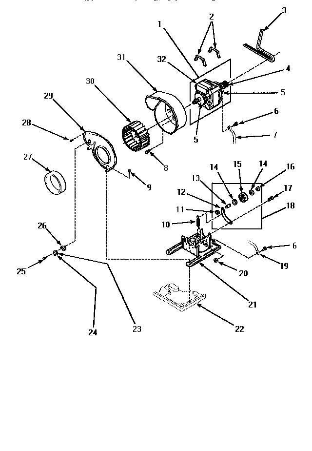 Motor, exhaust fan & belt