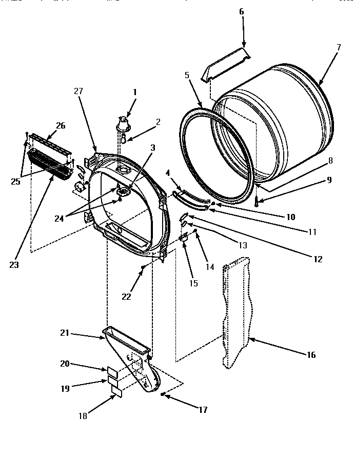 Fr blkhd, air duct, felt seal & cylinder