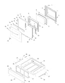 Oven door and storage drawer