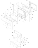 Oven door and storage drawer