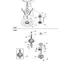 Amana LWA18AW-PLWA18AW bearing assy and transmission assy diagram
