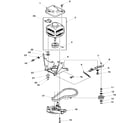 Amana LWC18AW-PLWC18AW motor, belt, pump, and idler assy diagram