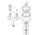 Amana LWD27AW-PLWD27AW agitator, drive bell, washtub and hub diagram