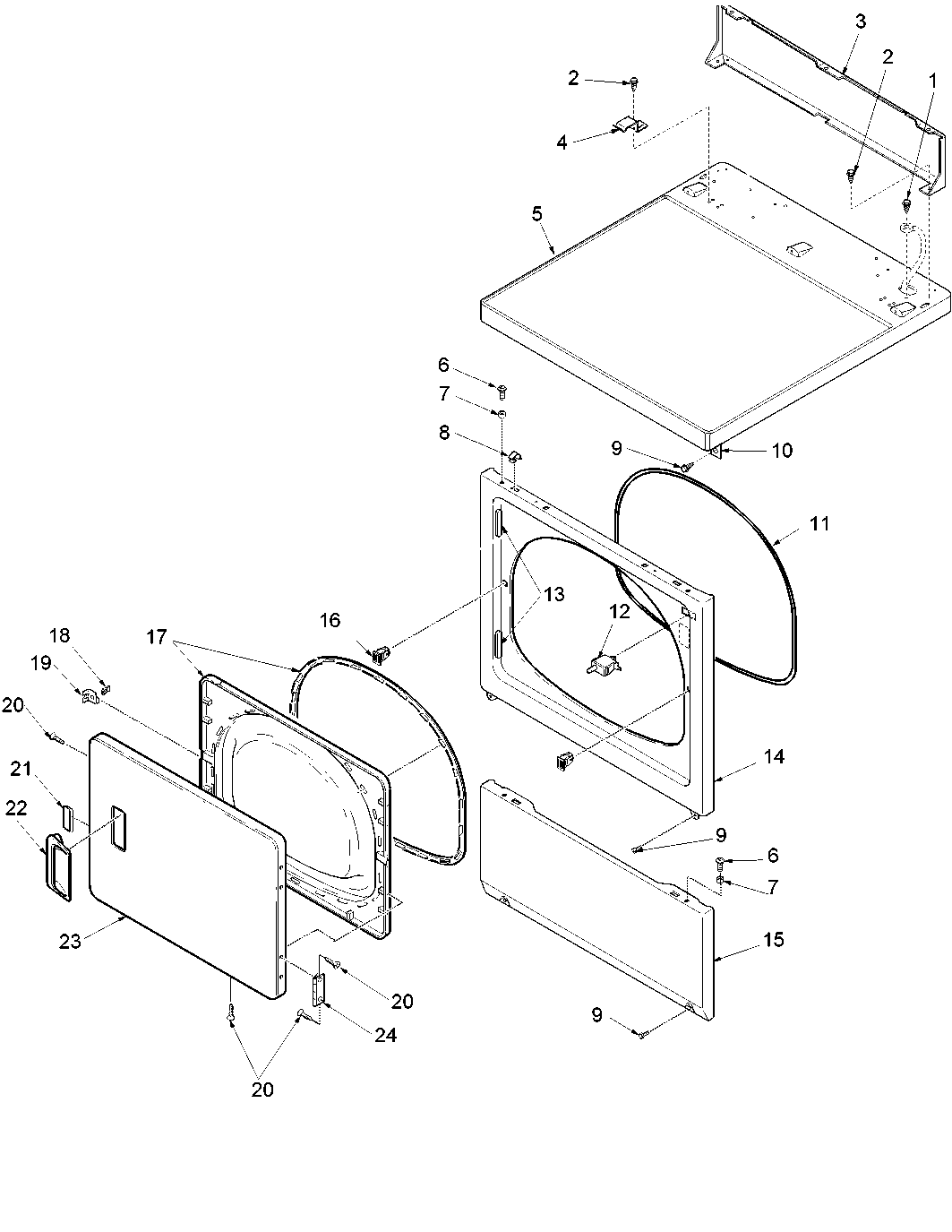 DOOR AND FRONT, ACCESS, AND TOP PANEL