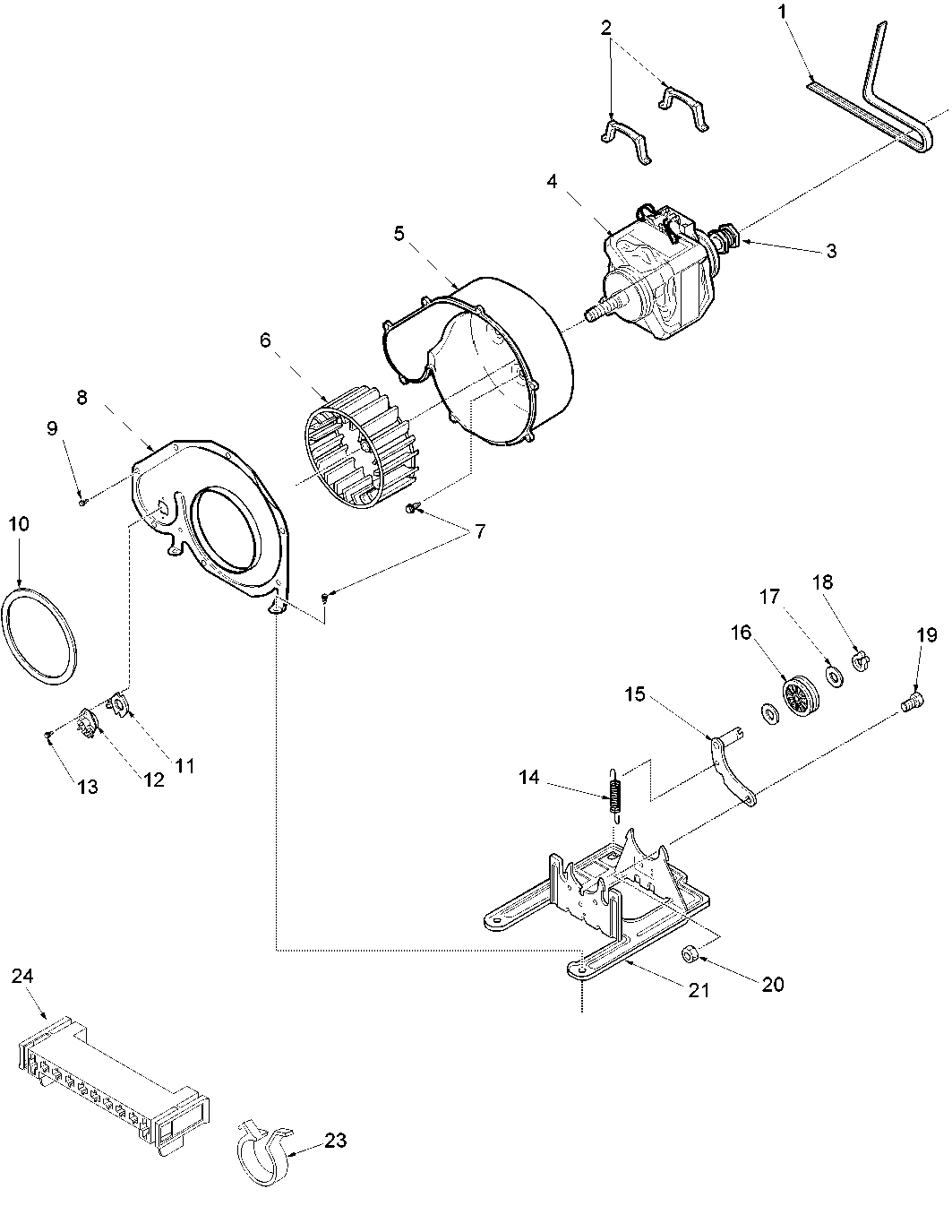 Motor and fan assembly