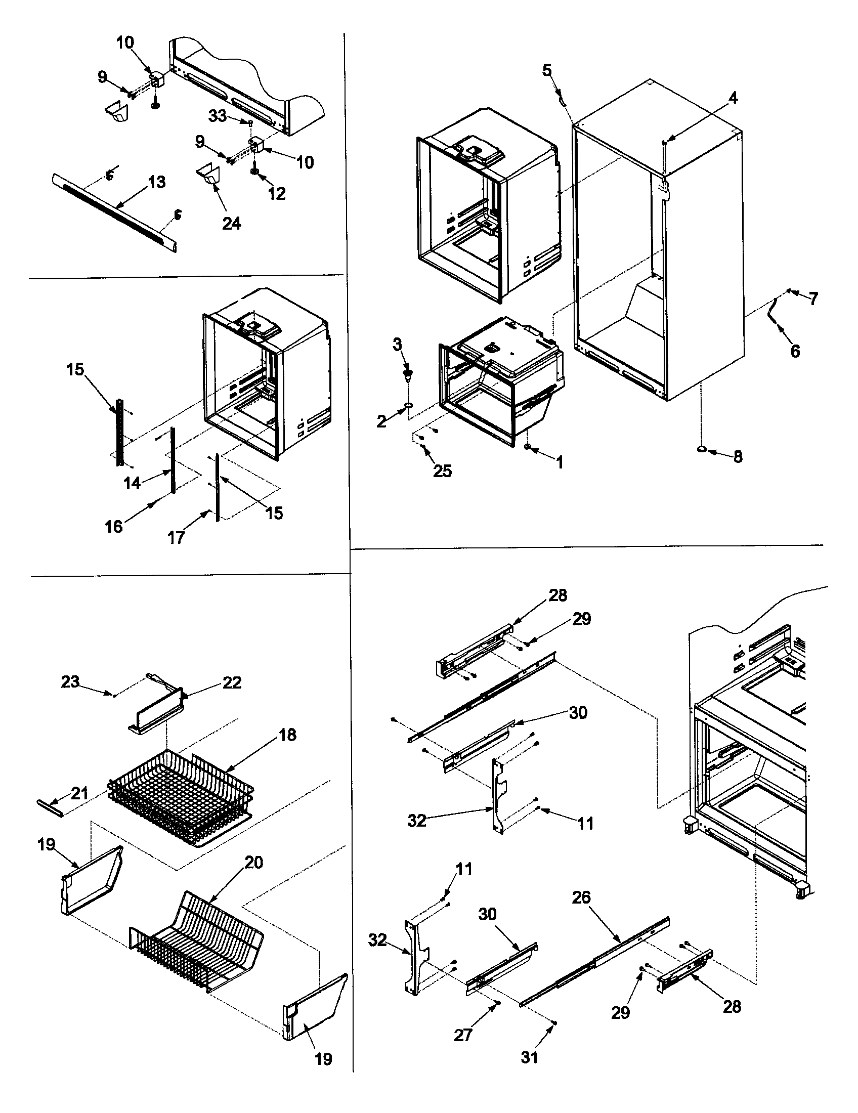 Interior cabinet & freezer shelving