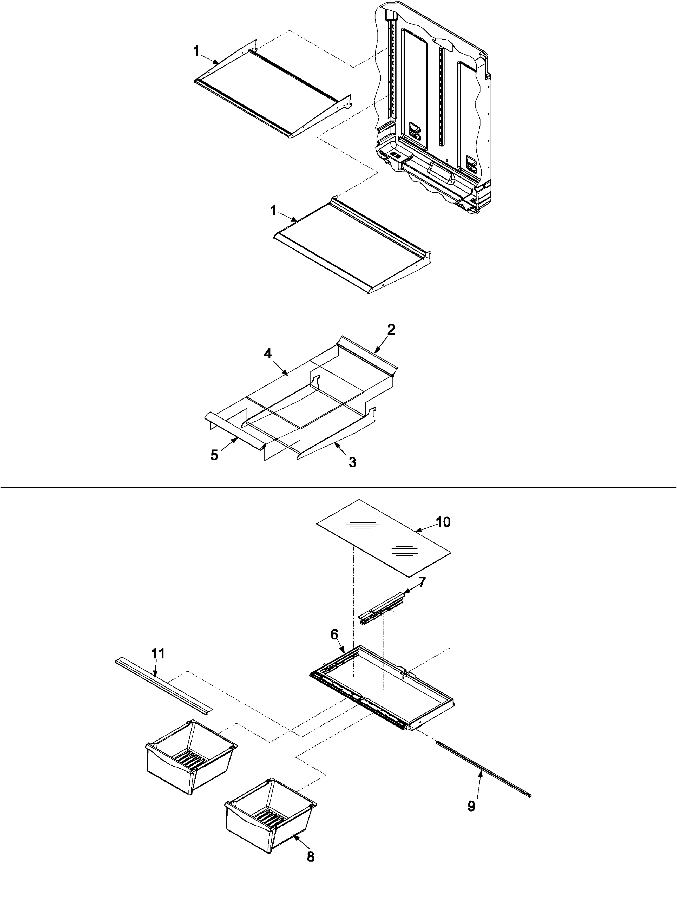 Refrigerator shelving