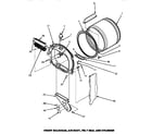 Amana LEM547L-P1176706WL fr blkhd, air duct, felt seal & cylinder diagram
