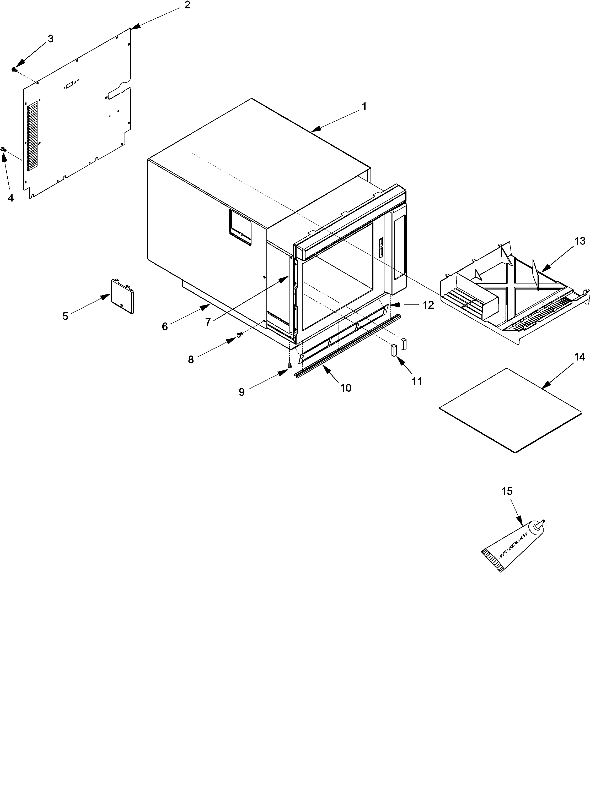 Tray, grease shield, cabinet