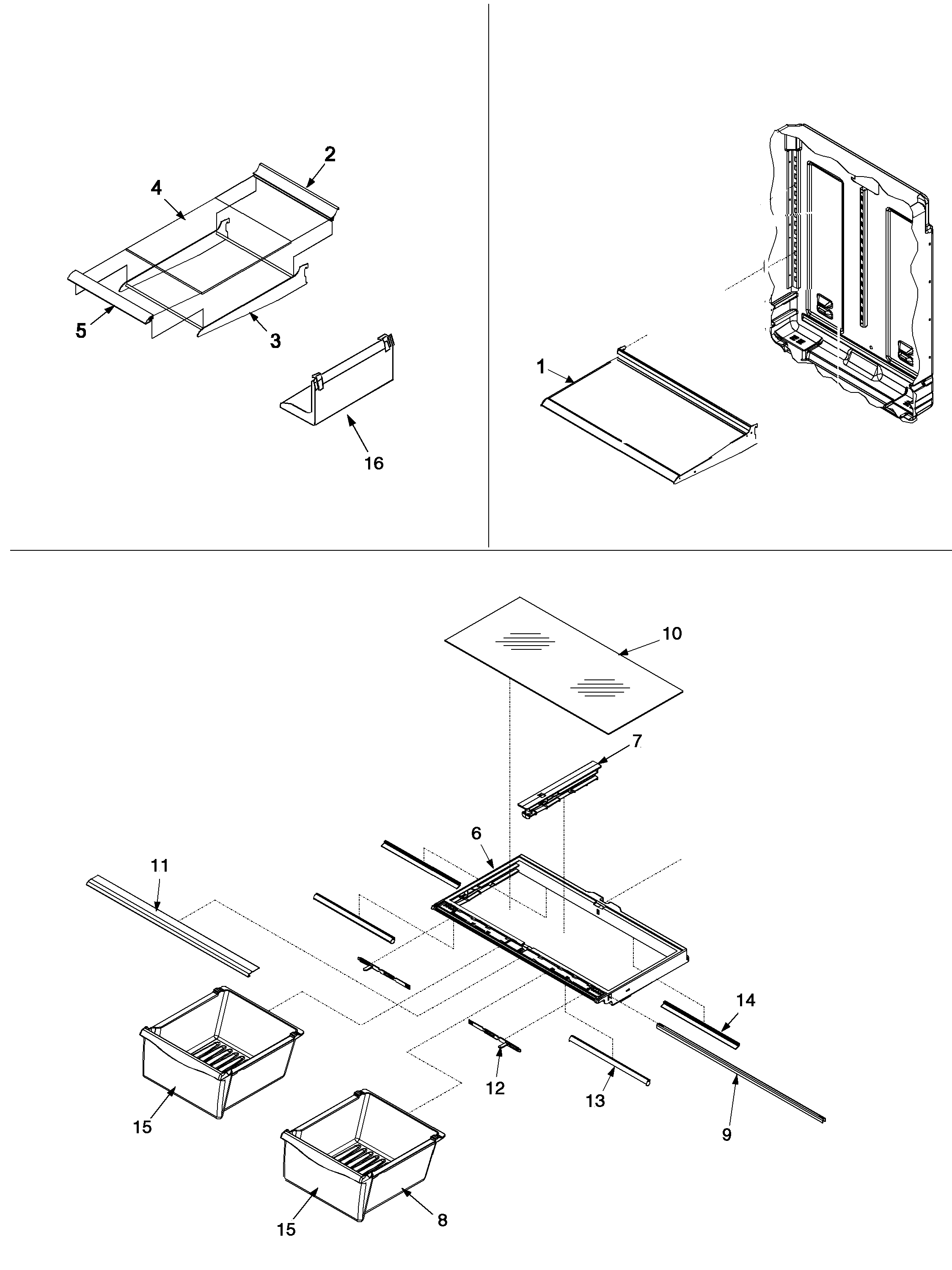 Refrigerator shelving