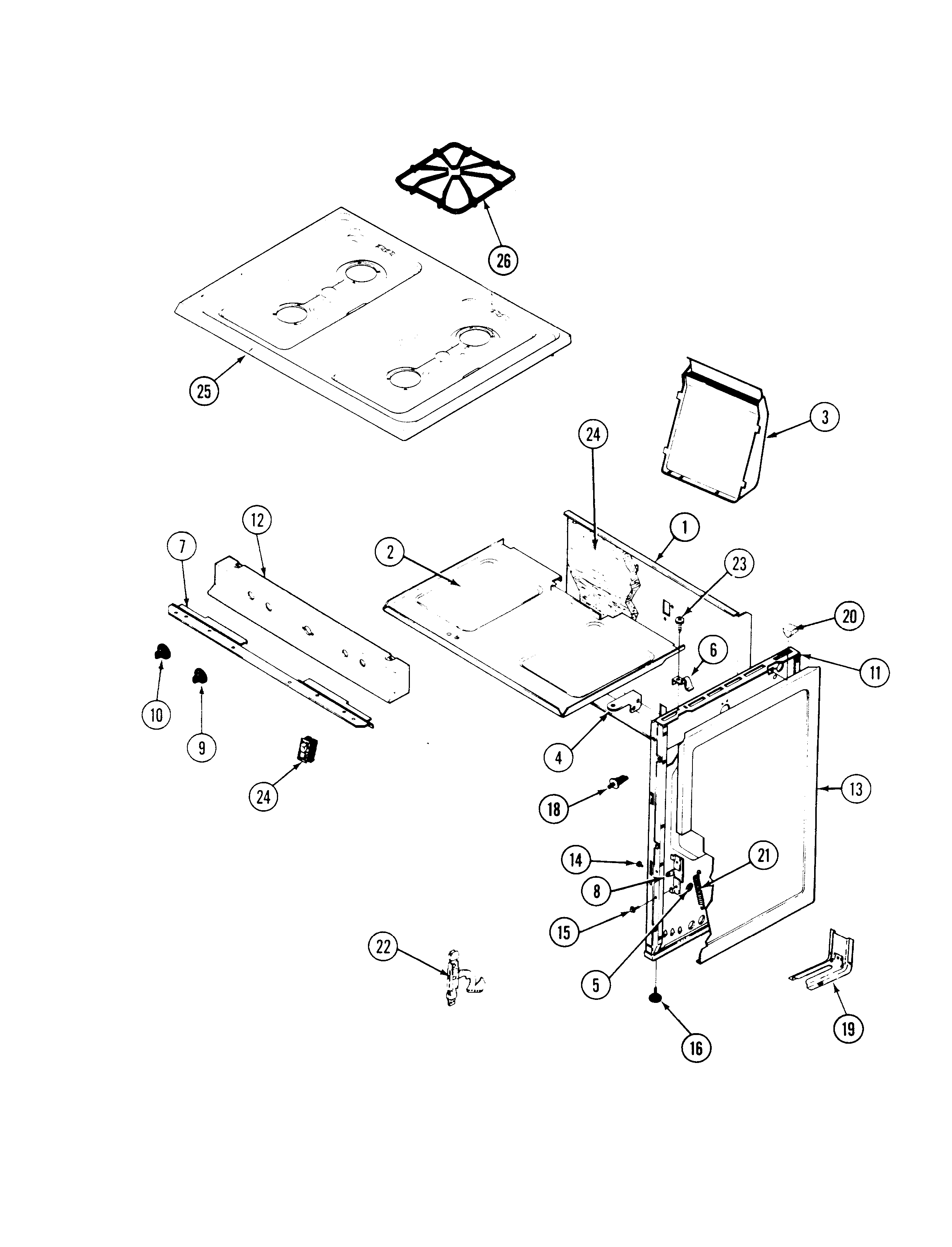 Control panel/top assembly/body