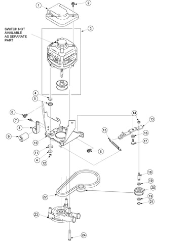 Motor, belt, pump, and idler assy