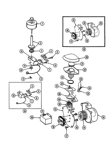 Blower/air inlet & water level float