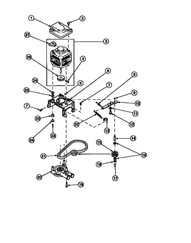 Motor, mtg brkt, belt, pump & idler assy