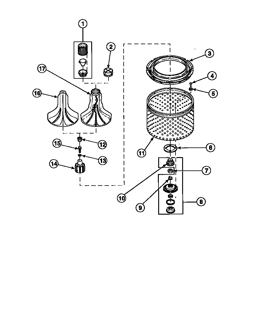 AGITATOR/DRIVE BELL/SEAL KIT/TUB & HUB